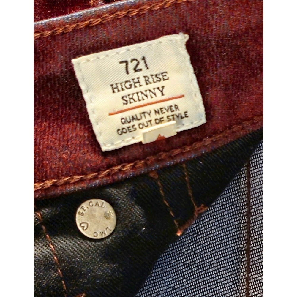 Levi's Made & Crafted Red Velvet 721 Jeans Size 26 Women's RARE - Picture 7 of 9